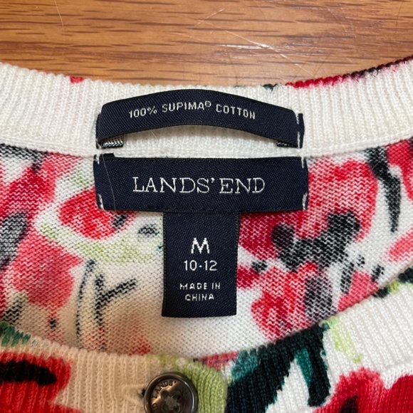 Lands’ End Supima Cotton Floral Cardigan, size M - Picture 8 of 9